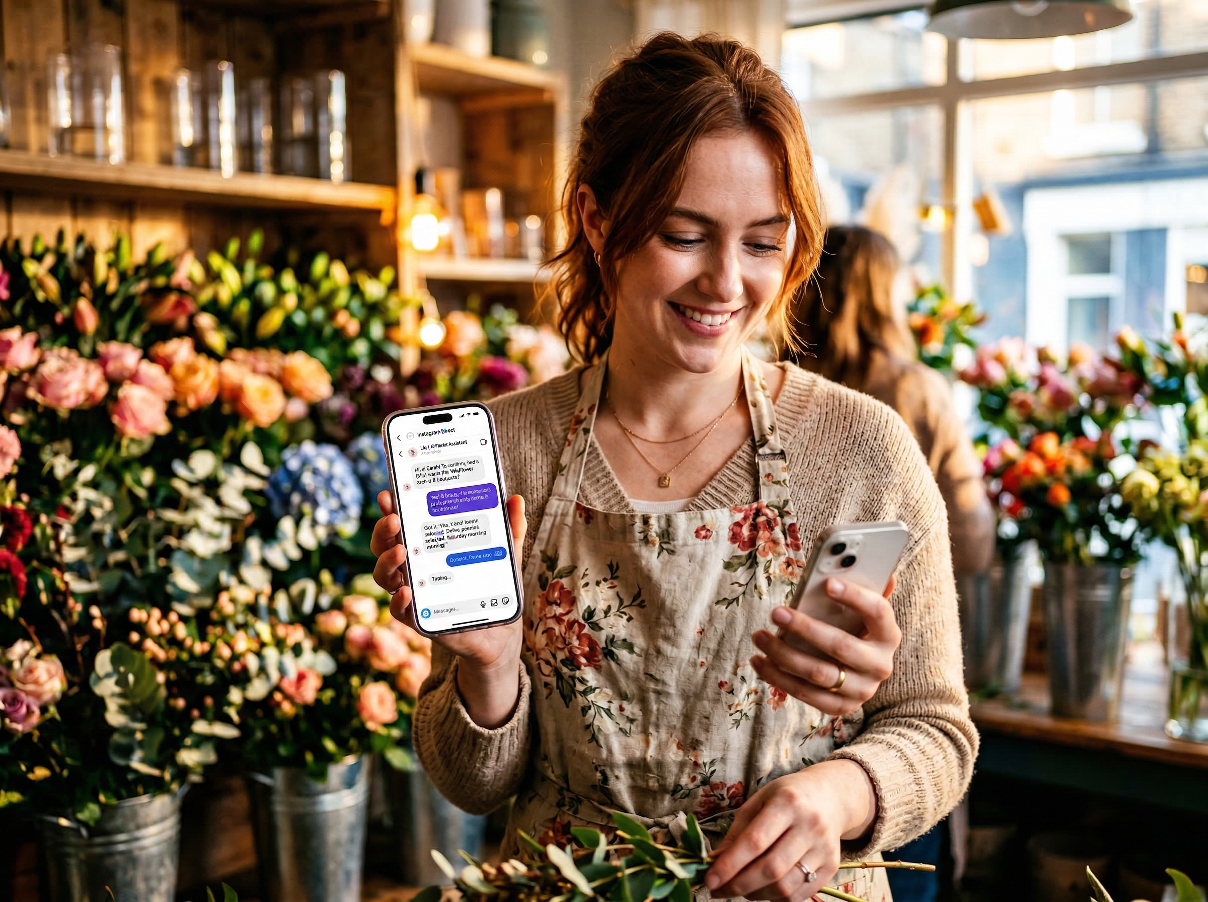 A florist using Instagram DMs with AI chatbot to capture flower orders